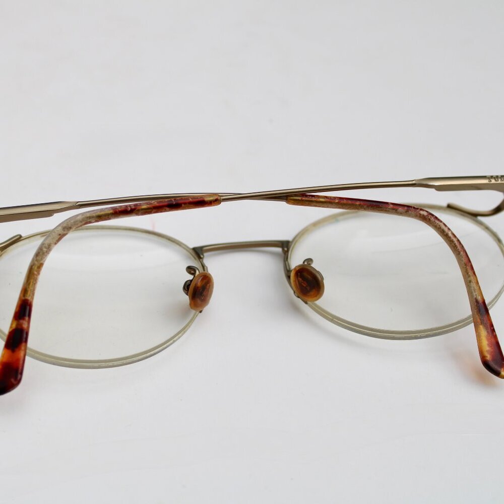 Polo Ralph Lauren Vintage Gold-Tone Metal Tortoise Round Half-Rim Eyeglasses - Picture 9 of 9